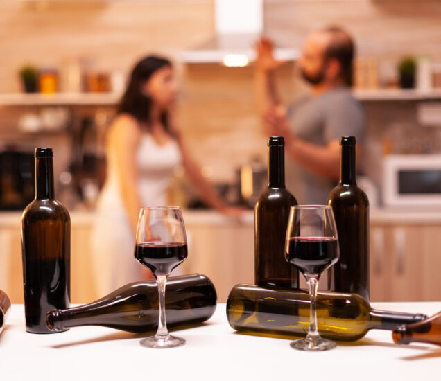 Dinner with red wine Couple in love having dinner with with great red wine.